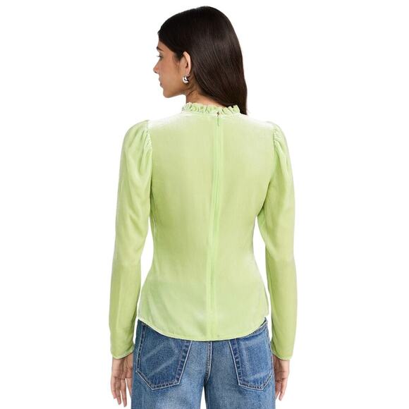 Ulla Johnson NWT $450 Marlene Velvet Long Sleeve Blouse Pistachio Green Size 2 - Picture 8 of 8